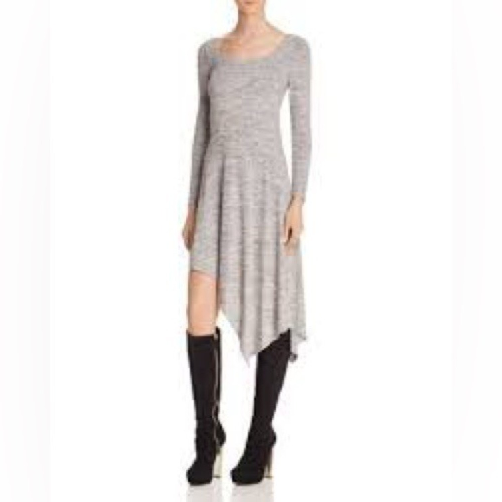 Alice and Olivia Geneva Asymmetric‎ Gray Melange Knit Dress
